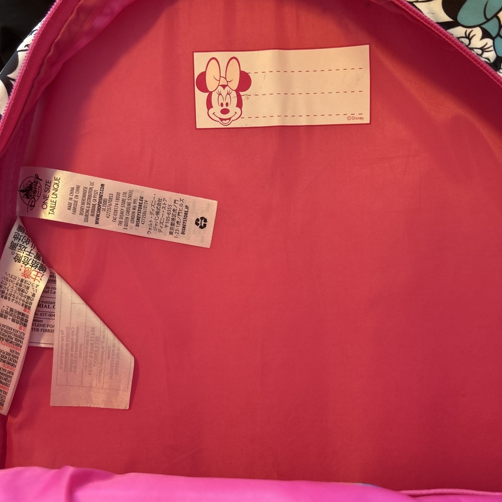 Authentic Disney Store Minnie Mouse Girls Pink Backpack 3D Ears Utility Pockets - Picture 7 of 9